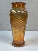Marigold Carnival Glass Swirl Vase likely Imperial
