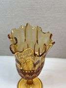 Fenton Colonial Amber Thumbprint Handkerchief Vase
