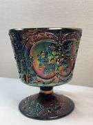 Fenton Glass Amethyst Carnival Wild Strawberry Candy Compote W/ Lid