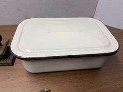 Geneva hand fluter and stoneware tin and wrench