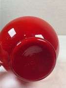 Murano Cased Red Art Glass Pitcher with Cobalt Handle