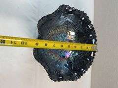 FENTON STAG AND HOLLY CARNIVAL FOOTED DISH