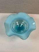 Northwood Blue Opalescent Antique Pearls & Scales COMPOTE