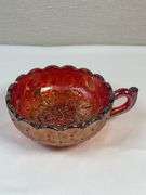 Fenton Red Carnival Glass Nappy Bowl – Daisy & Button, Starburst Base
