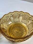 Amber EAPG “Canadian” Pattern Handled Nappy – Duncan & Miller