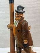 Hand-Carved Black Forest Drunkard Lamp – Man Leaning on Street Post