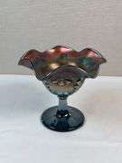 Northwood Amethyst Carnival Glass Grape & Cable Compote