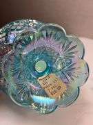 Westmoreland Blue Iridescent Mini Punch Bowl Set w/ 6 Cups – Daisy & Button Pattern