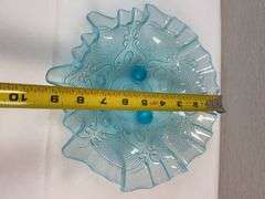 NORTHWOOD BLUE OPAL TRI-FOOT CANDY DISH