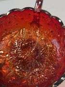 Fenton Red Carnival Glass Nappy Bowl – Daisy & Button, Starburst Base