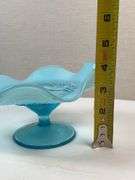 Northwood Blue Opalescent Antique Pearls & Scales COMPOTE