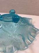 NORTHWOOD BLUE OPAL TRI-FOOT CANDY DISH