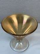 Lancaster Marigold Carnival Glass Covered Compote