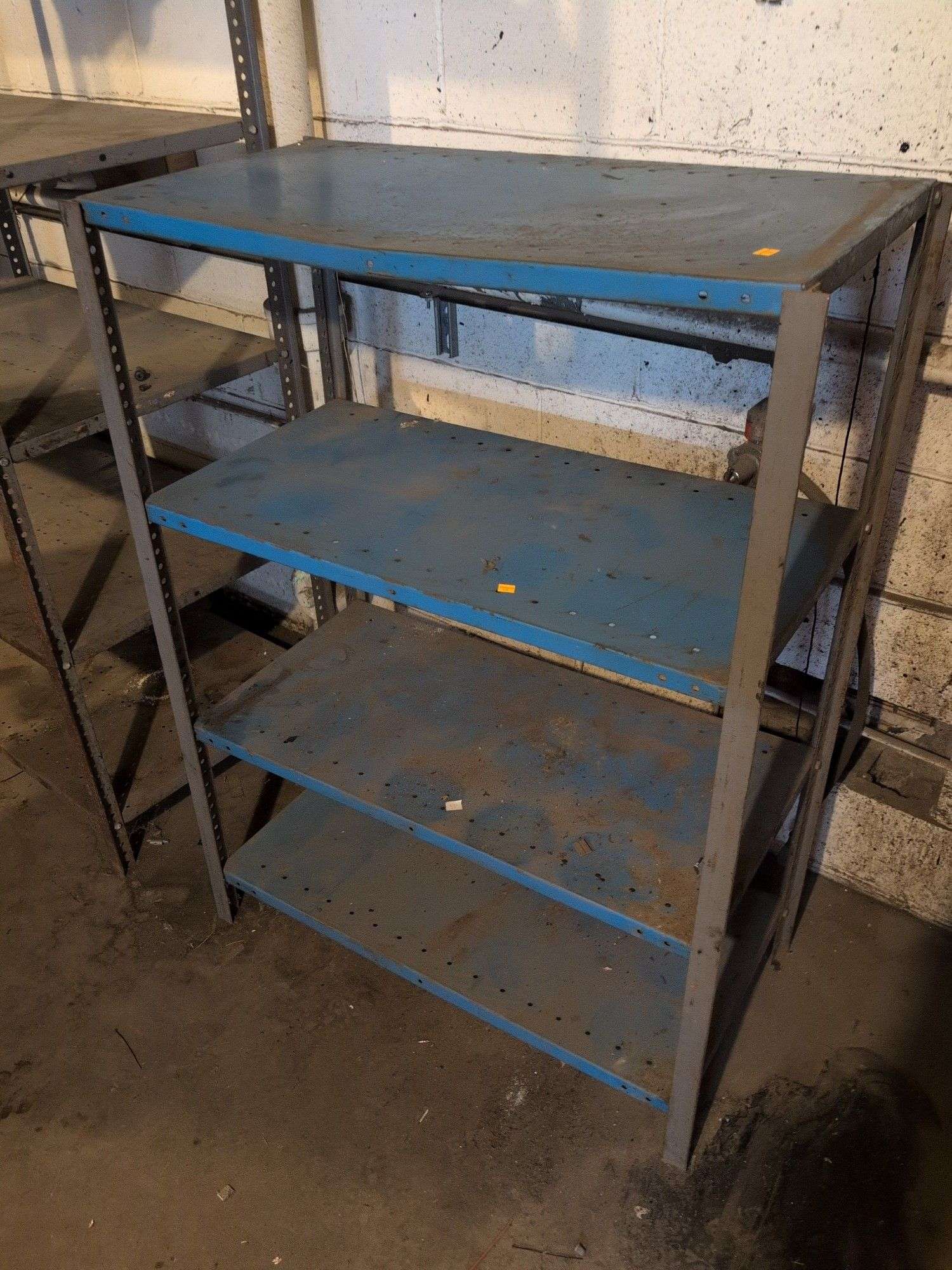 Blue metal shelving rack - 36" x 18" x 50"