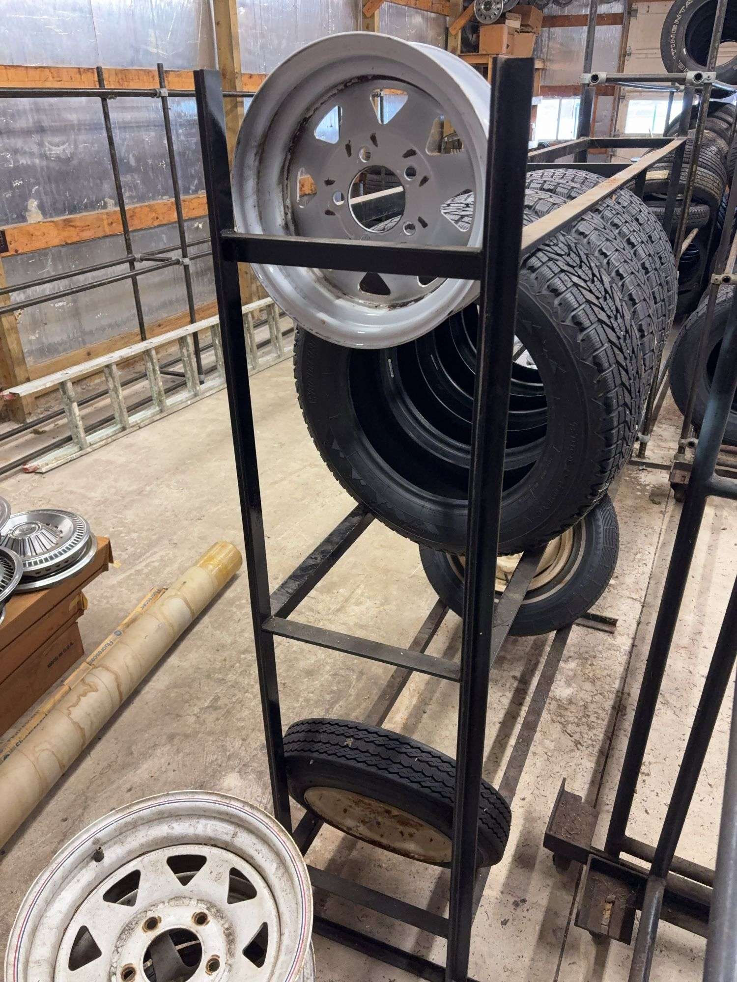 Metal tire rack - 110" x 17" x 66"