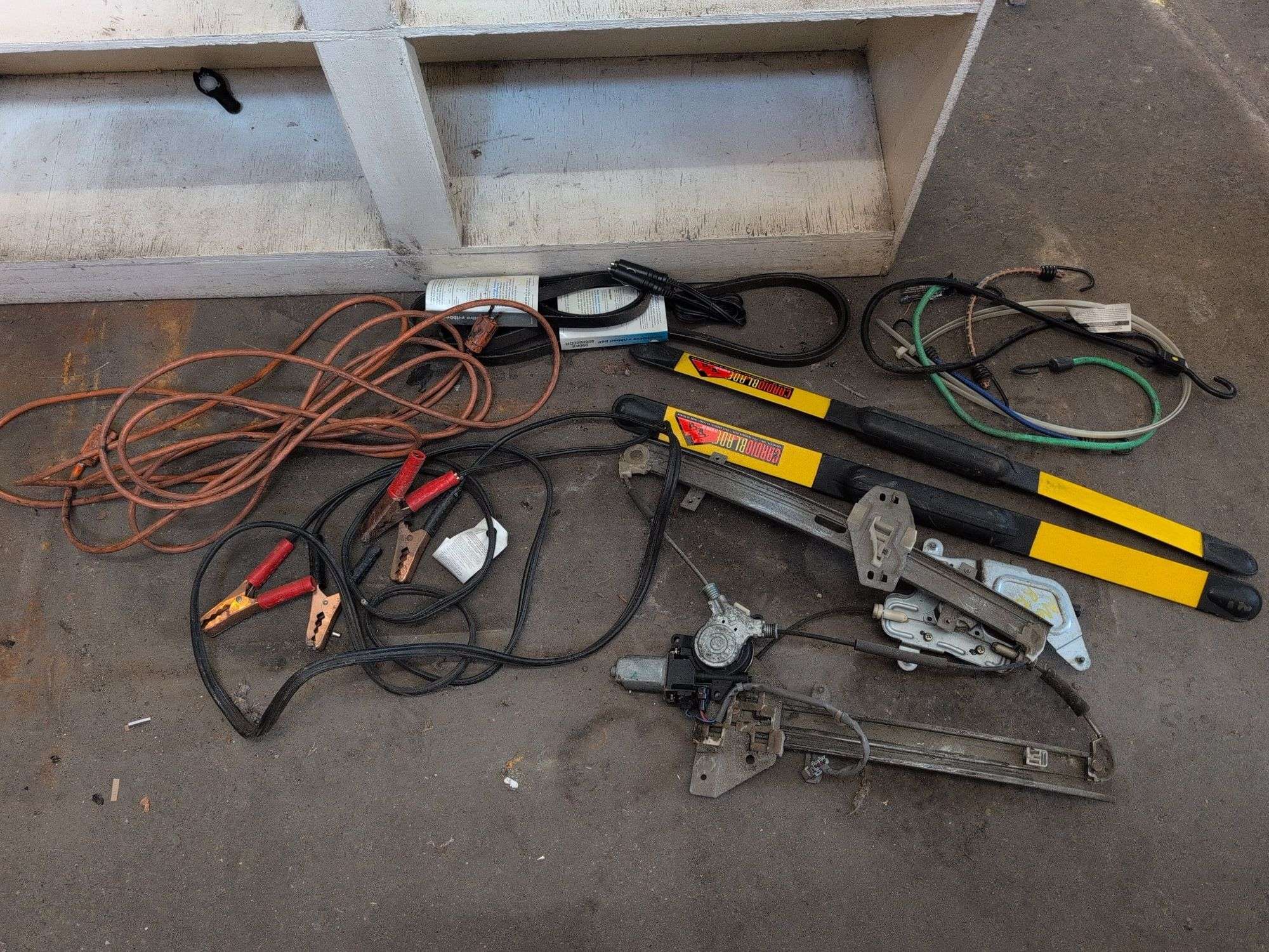 Extension cord, jumper cables, bungee cords, and more