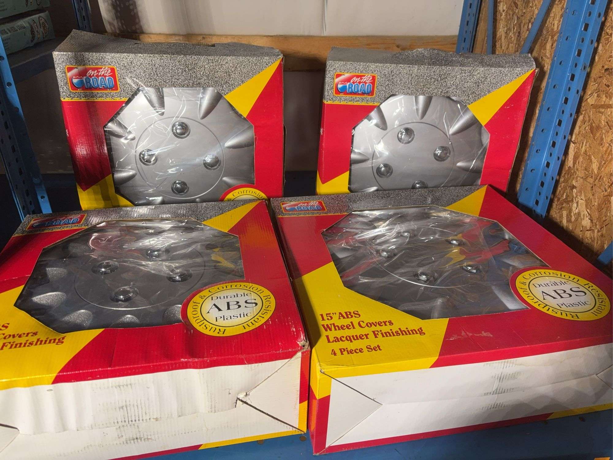 (4) boxes of matching 13” ABS wheel covers, unopened in box