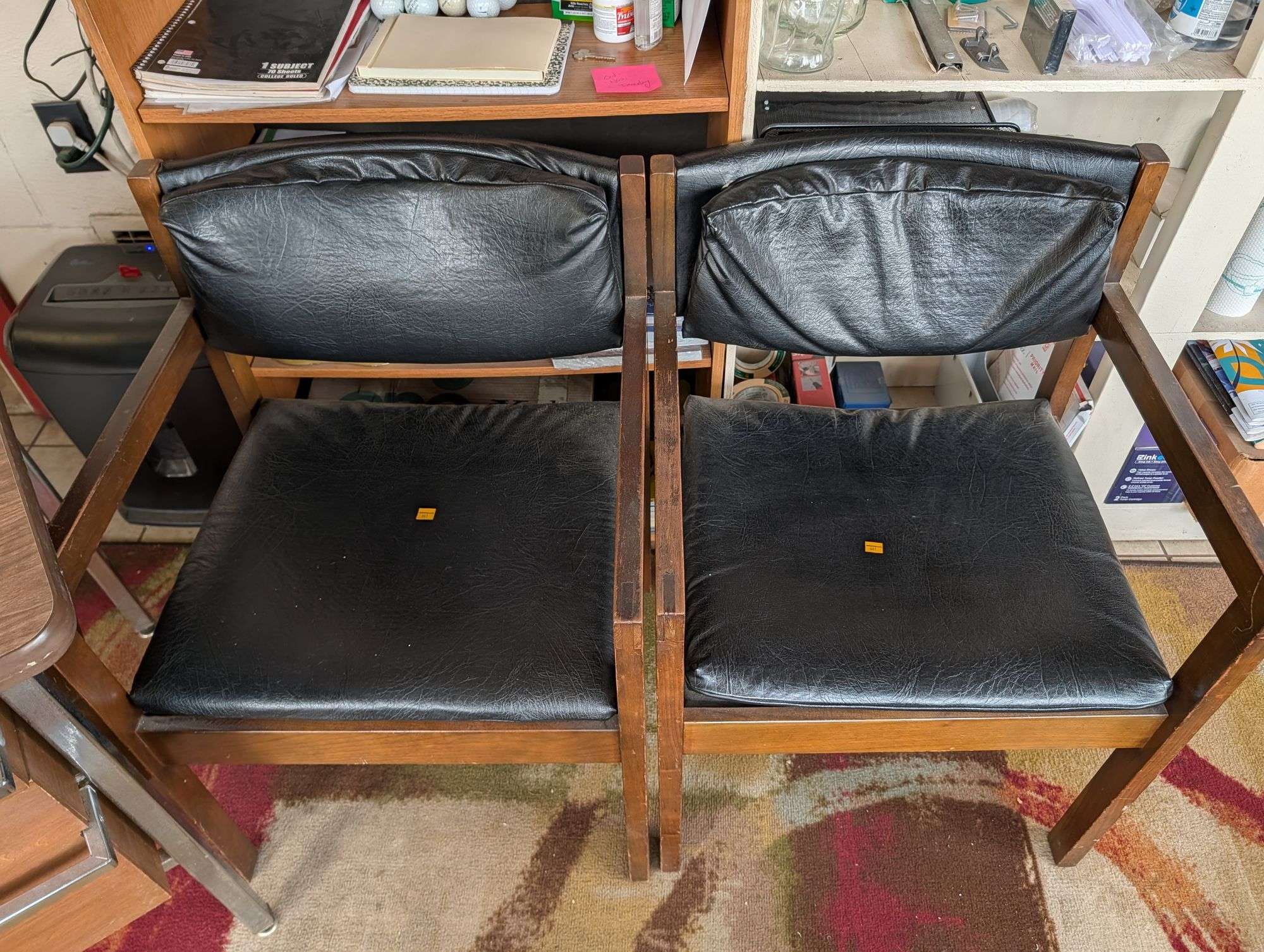 (2) chairs and office swivel chair