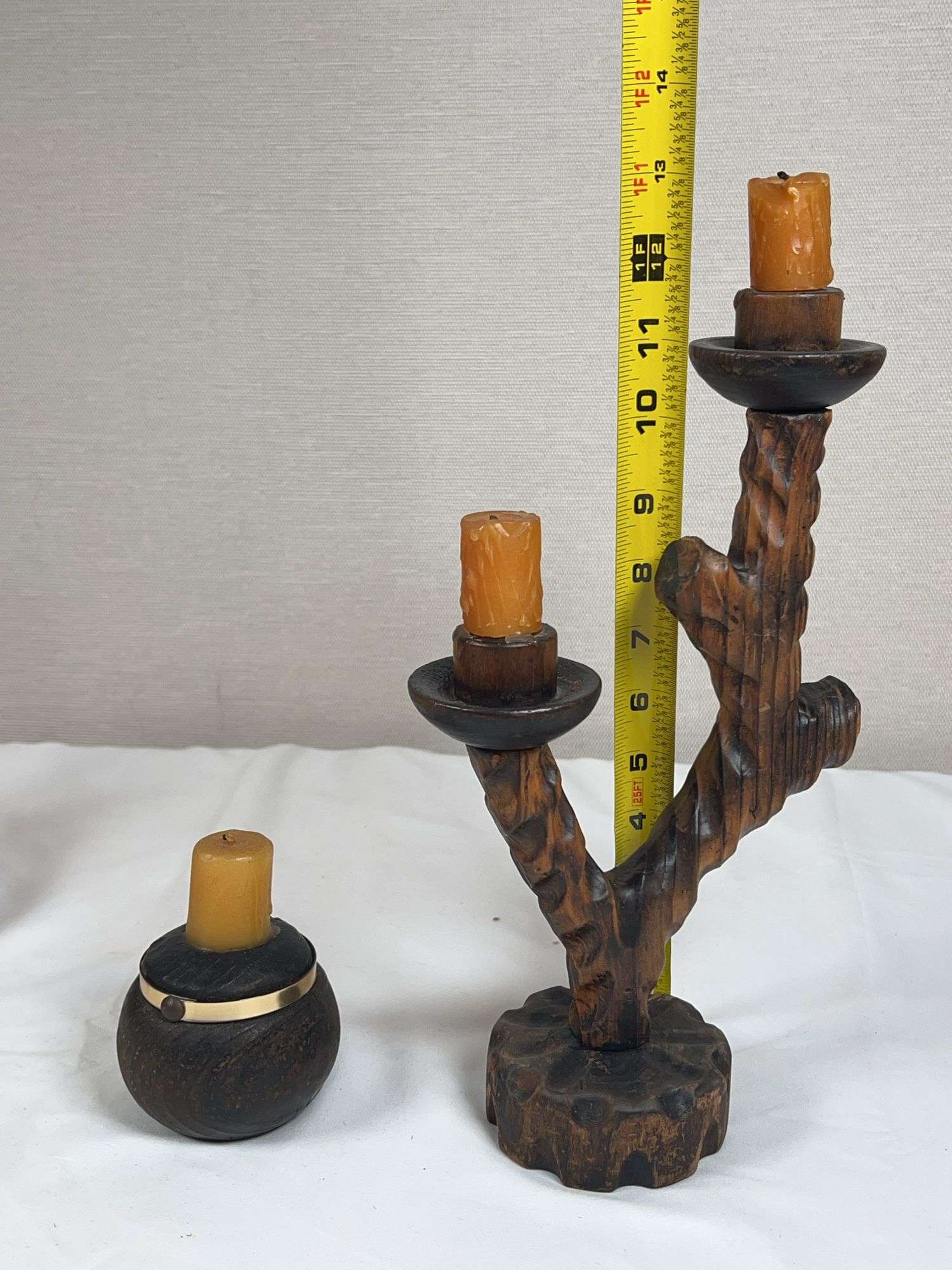HANDCARVED WOOD CANDLESTICKS