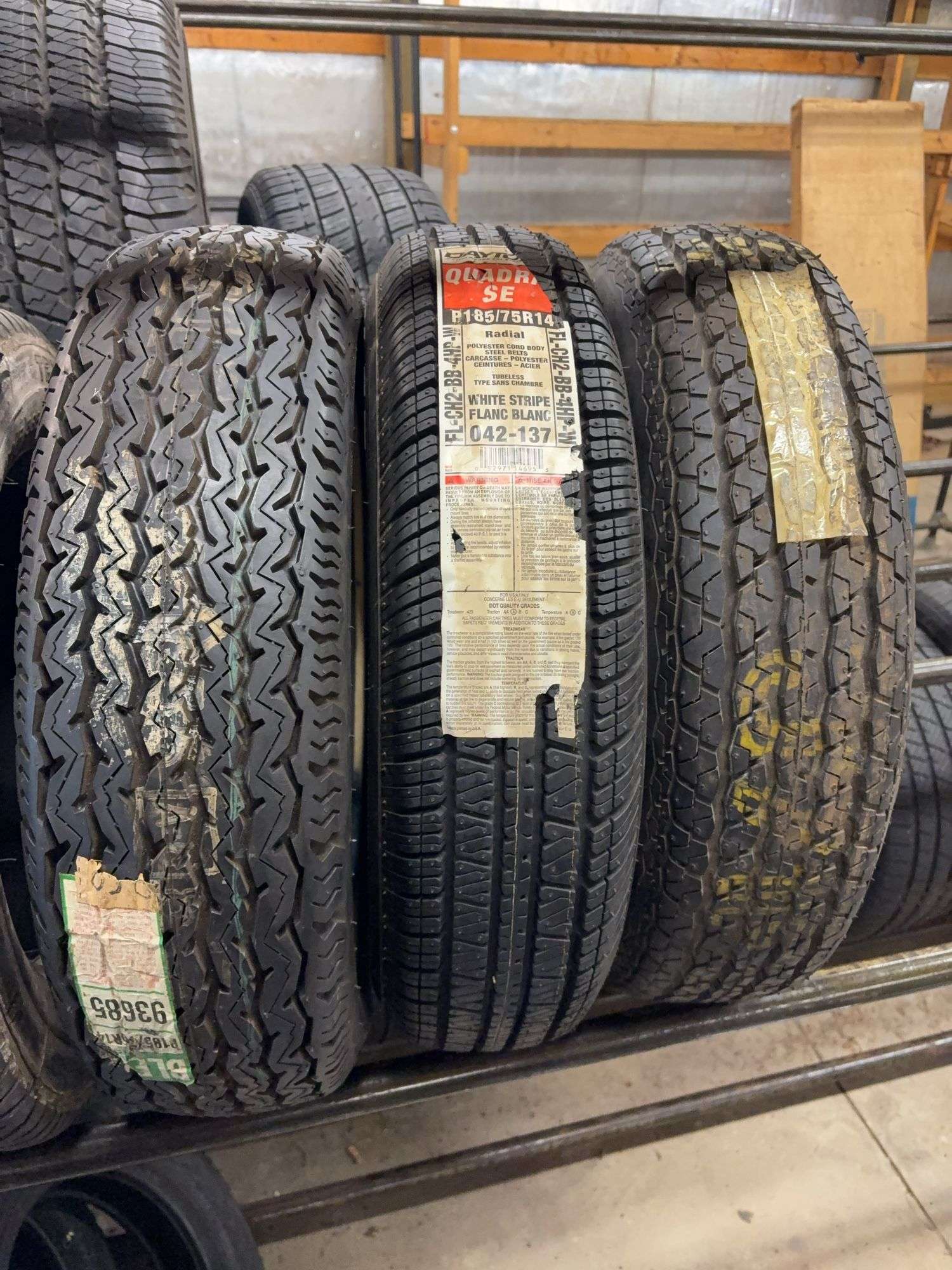(3) miscellaneous tires like new - (2) 185/75/14 and 185/75/14
