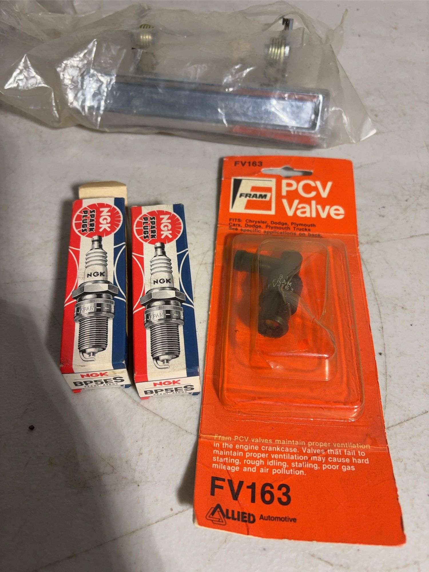 Pcv valve, Oil filter wrench, spark plugs, and more