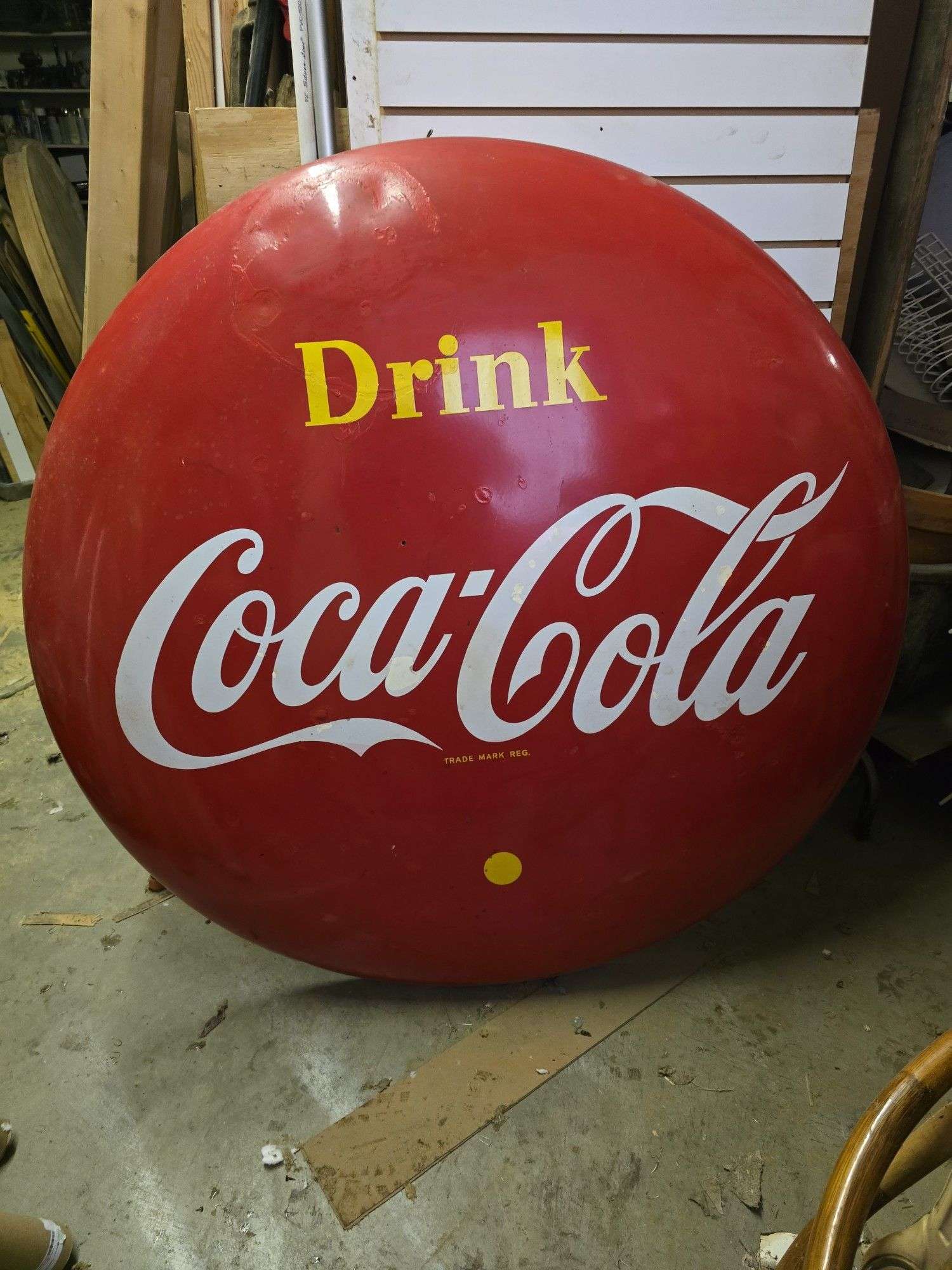 4' COCA-COLA METAL BUTTON SIGN