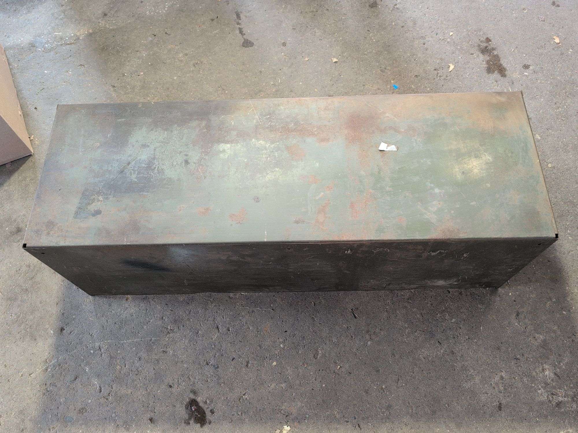 Metal hardware cabinet with nuts and bolts