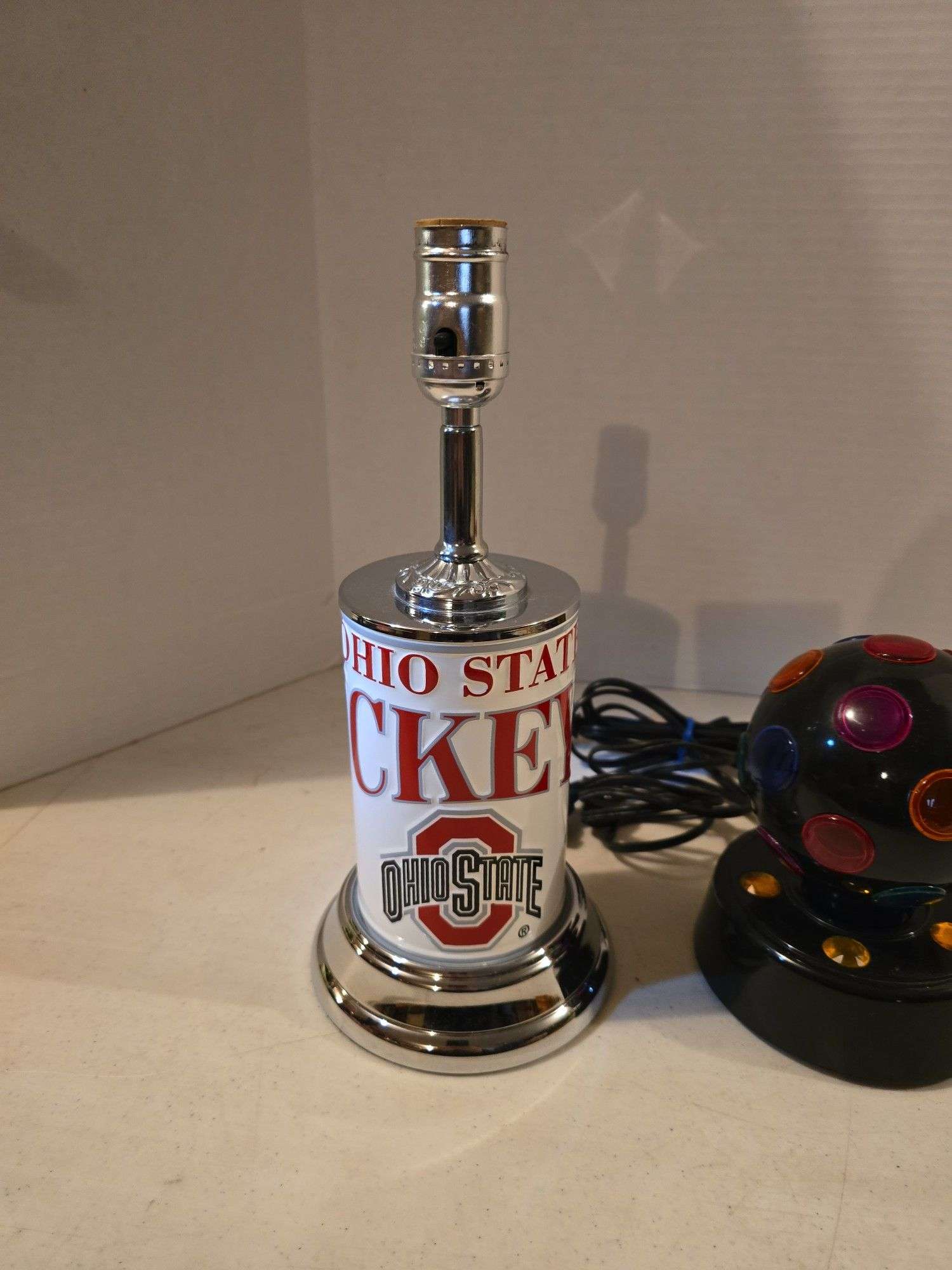 OHIO STATE BUCKEYES LAMP AND SMALL DISCO BALL