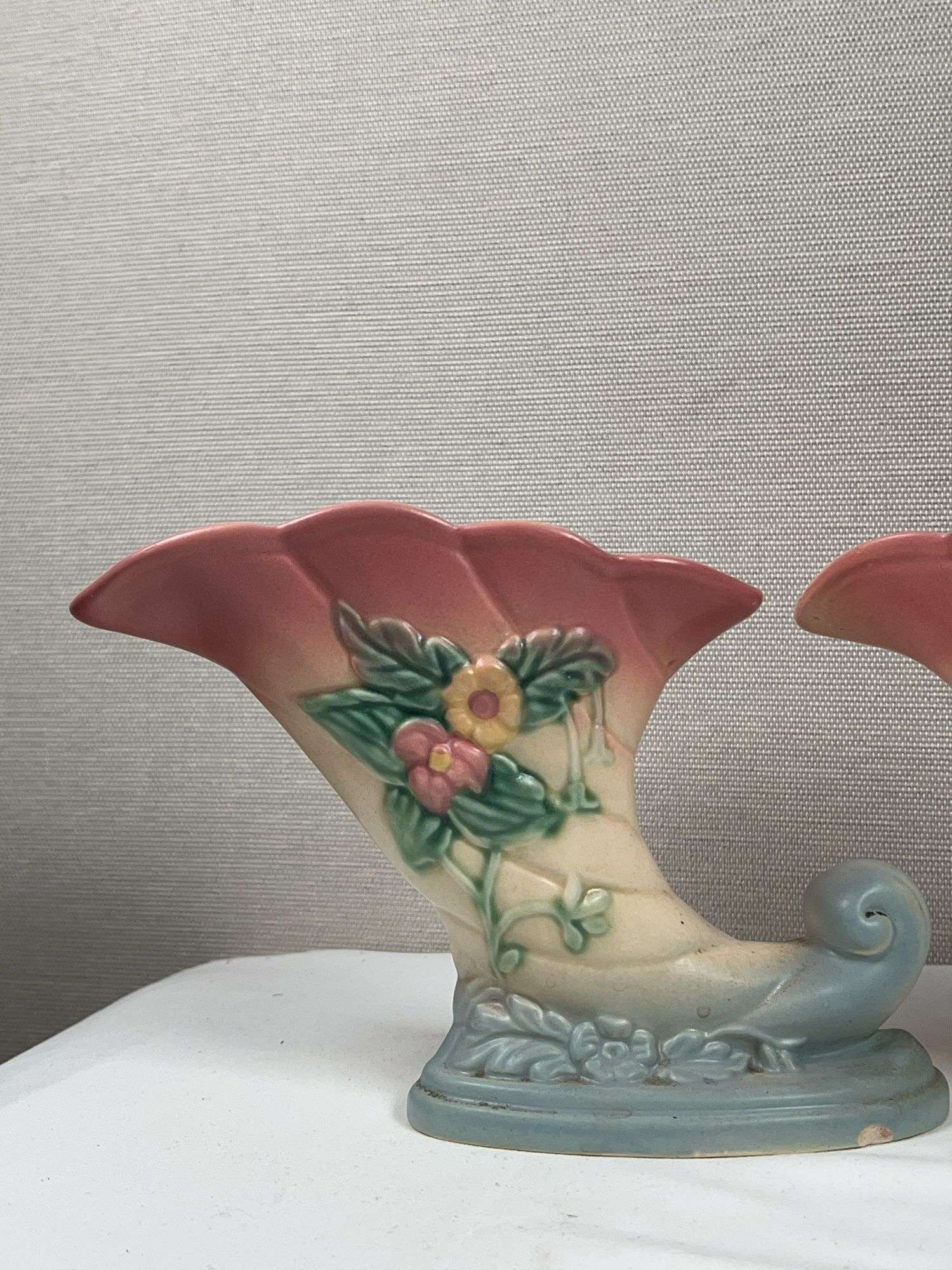 Hull Art Pottery Wildflower cornucopia vases