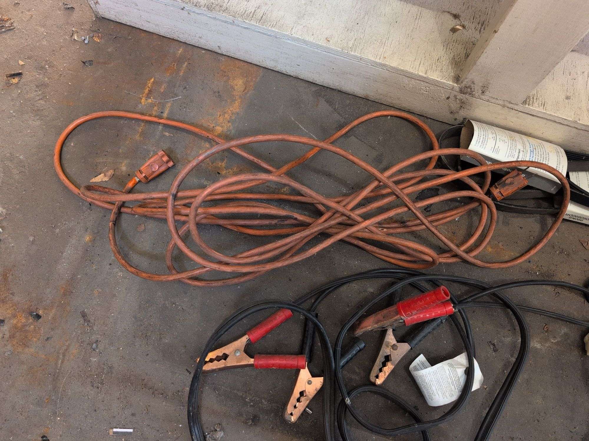 Extension cord, jumper cables, bungee cords, and more