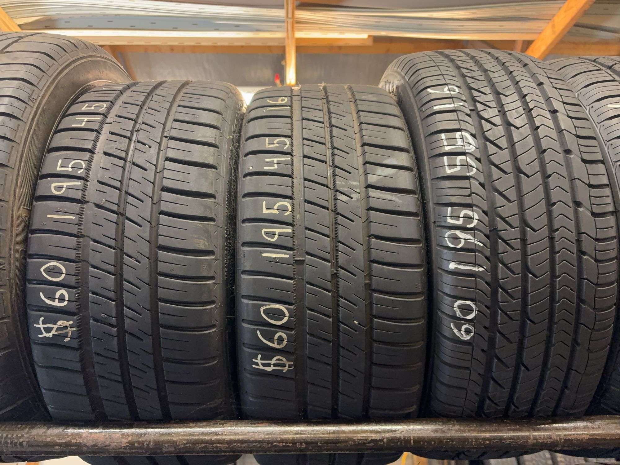 (3) tires like new - (2) 195/45/16 and 195/55/16