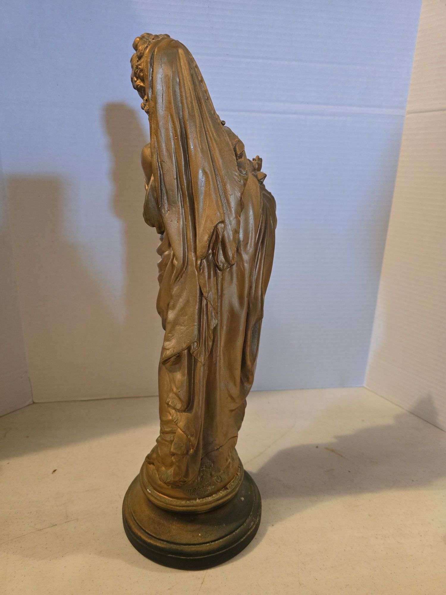 EARLY BRONZE LADY SCULPTURE 21" TALL