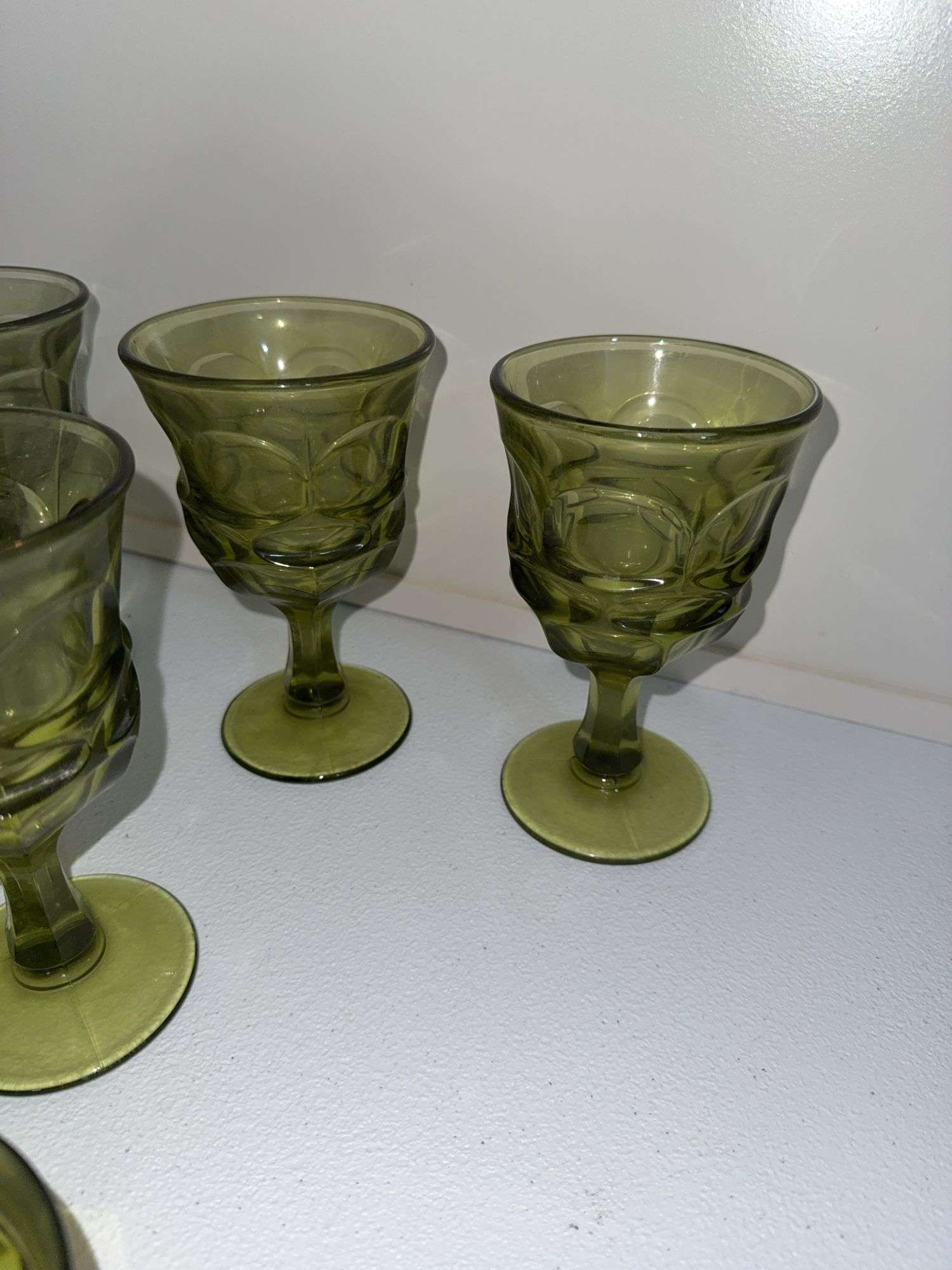 FOSTORIA ARGUS GREEN GOBLETS