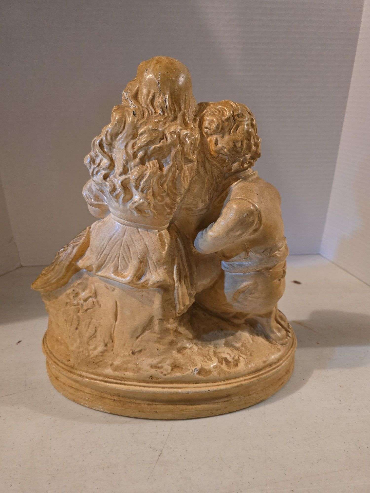 FIRST LOVE CHALKWARE BOY AND GIRL SCULPTURE 14" TALL