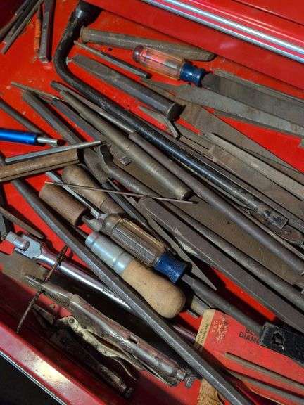 Drawer of files, side cutters, and other tools