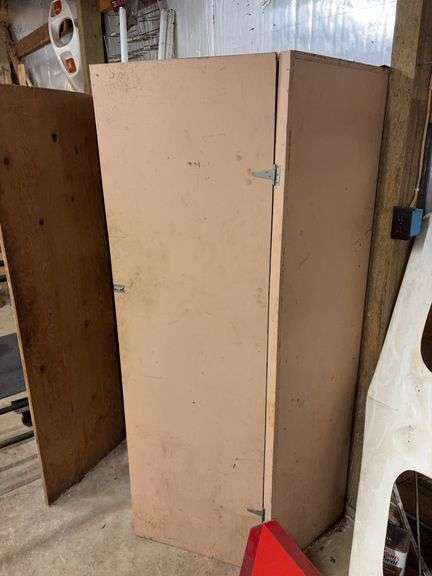 Wooden storage cabinet - 49" x 24" x 73" -contents not included