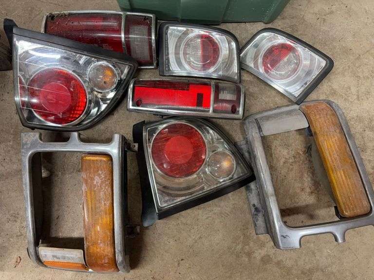 Tote of headlights, brake lights and more