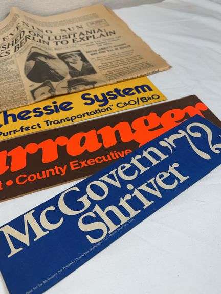 ANTIQUE NEWSPAPER AND ASSORTED BANNERS