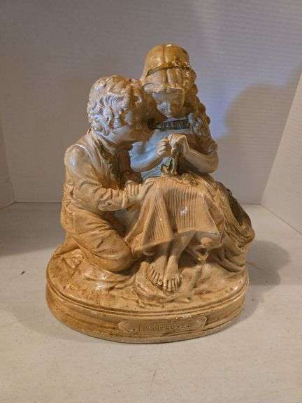 FIRST LOVE CHALKWARE BOY AND GIRL SCULPTURE 14" TALL
