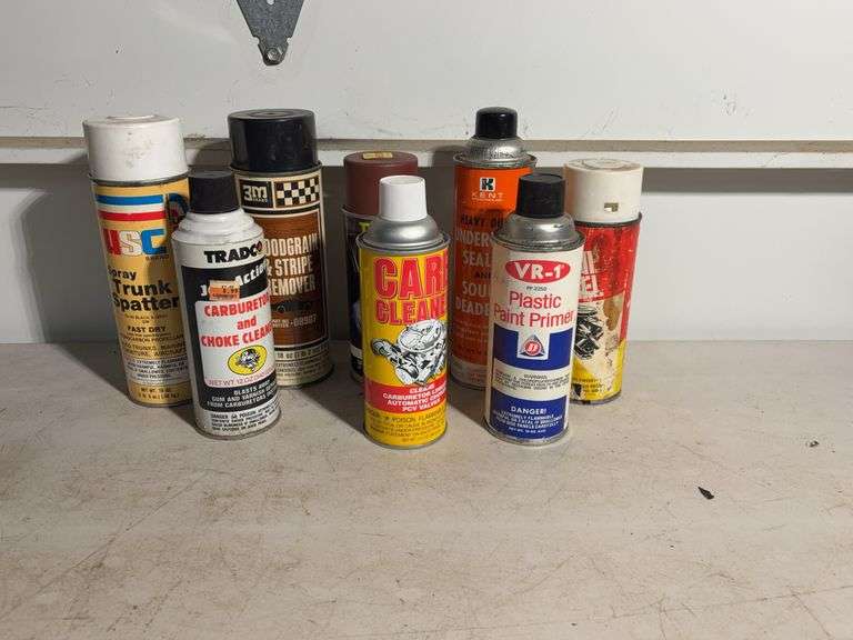 (8) half full spray cans -sealer, primer, wood grain and stripe remover and more
