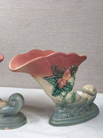 Hull Art Pottery Wildflower cornucopia vases