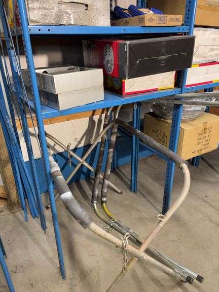 Large blue storage shelf 9’ long, 3’ deep, 7.5’ tall -Contents not included