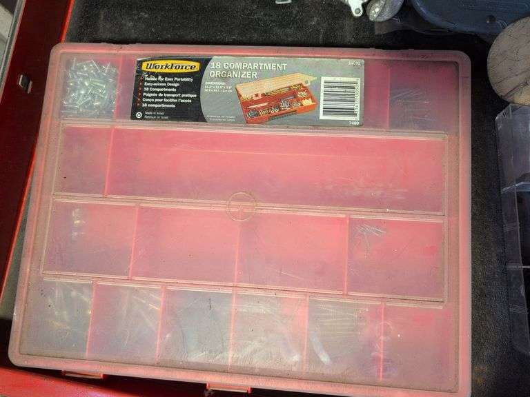 Compartment organizer with screws, washers, and more