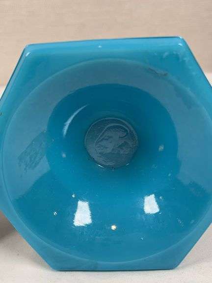 NORTHWOOD GLASS CANDLESTICKS JADE BLUE