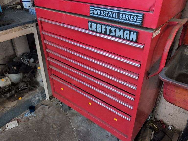 Craftsman 2-piece industrial series tool chest on wheels - contents not included - 3’ x 21” x 67” ta