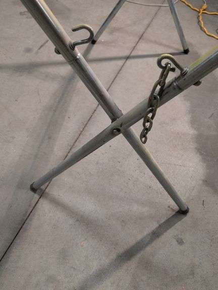 (2) portable work stands, metal top, creeper mat