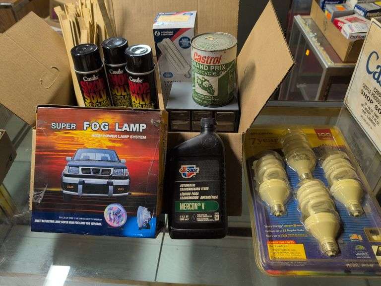 Fog lamp, solvents, light bulbs, and more