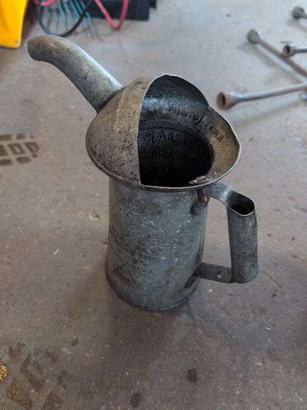 (2) metal oil cans/pitchers