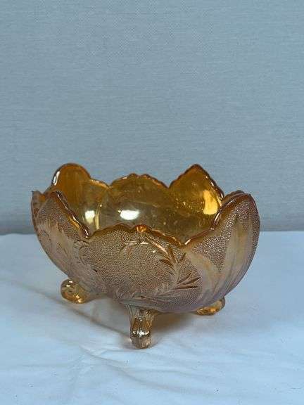 Fenton Orange Tree Marigold Carnival Glass Bowl