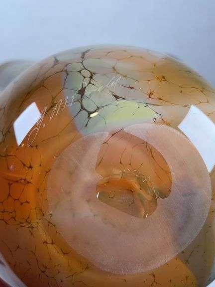 Wavy Art Glass Vase. Signed by John Mcdonald